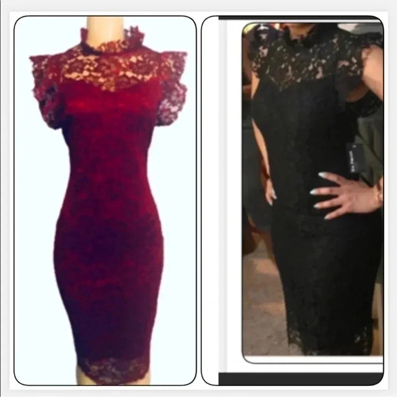 ENFOCUS STUDIO BURGUNDY RED LACE SHEATH MIDI DRESS  CUFFSLEEVE  SIZE8 MEDIUM NWT - Picture 4 of 14